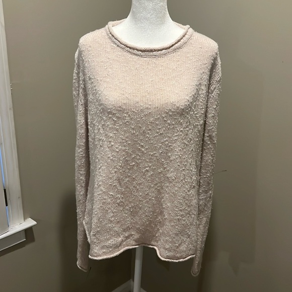Garnet Hill oatmeal marled knit sweater - Picture 1 of 4